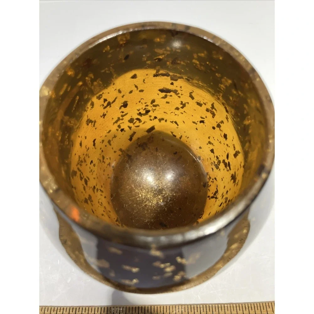 Nicole Miller MCM Style Brown With Gold Flakes Lucite Votive Candle Tea Light